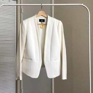 H&M White Fitted Open Blazer Sz.10